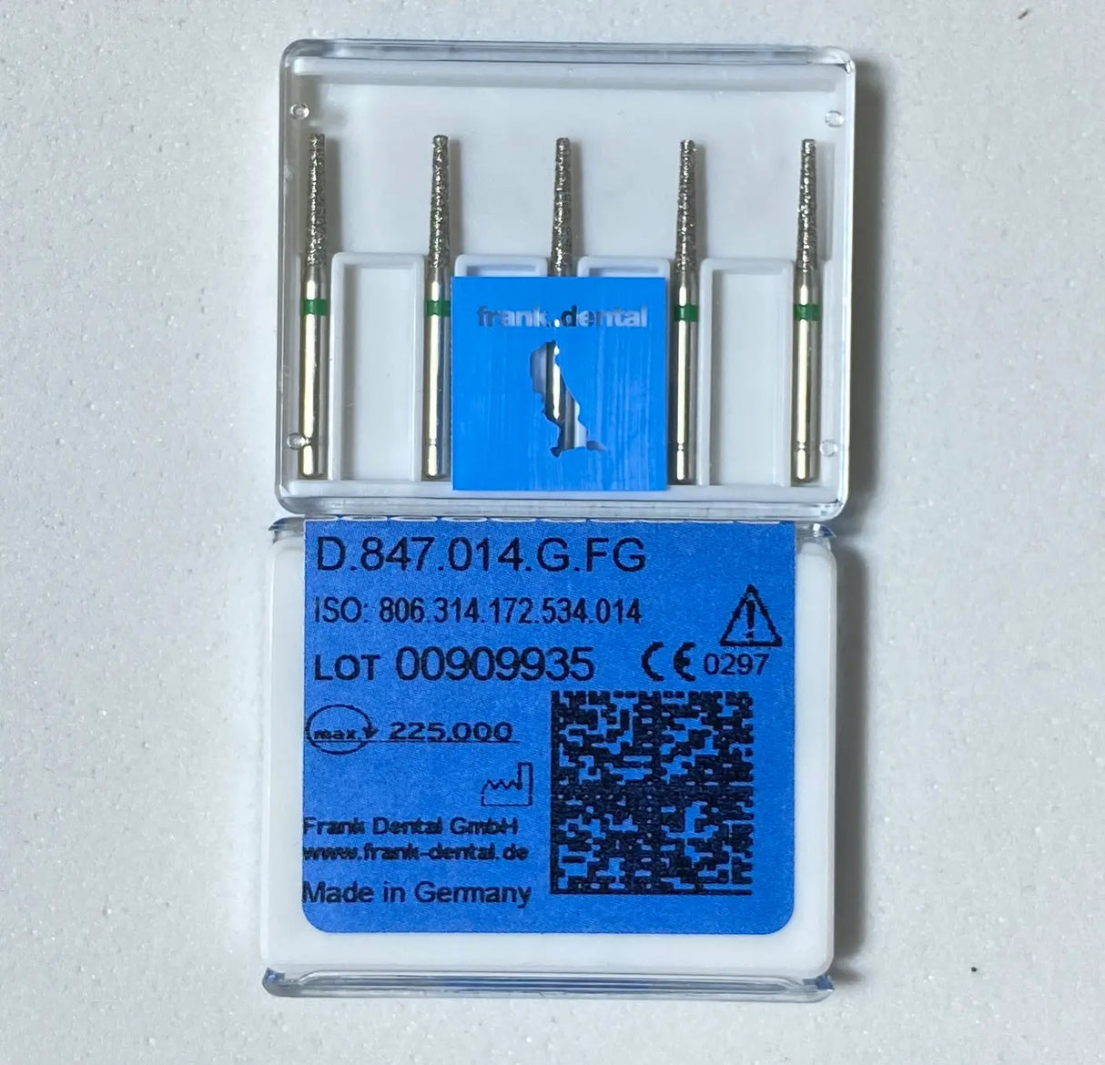 Frank Dental D.847.014.FG HIGH SPEED - Diamond  tapered flat end - SHORT - GREEN