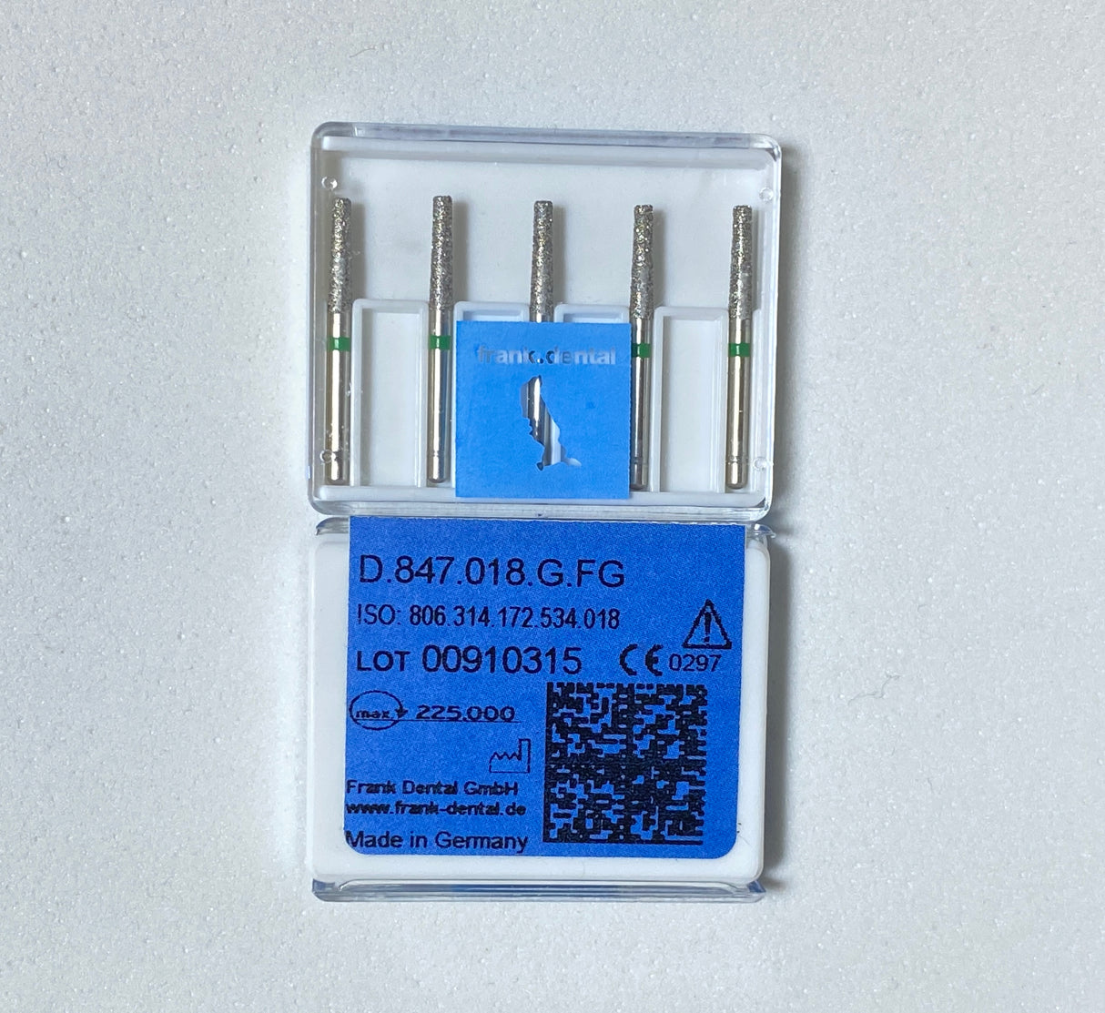 Franke Dental D.847.018.G.FG HIGH SPEED - Diamond  tapered flat end - SHORT - GREEN