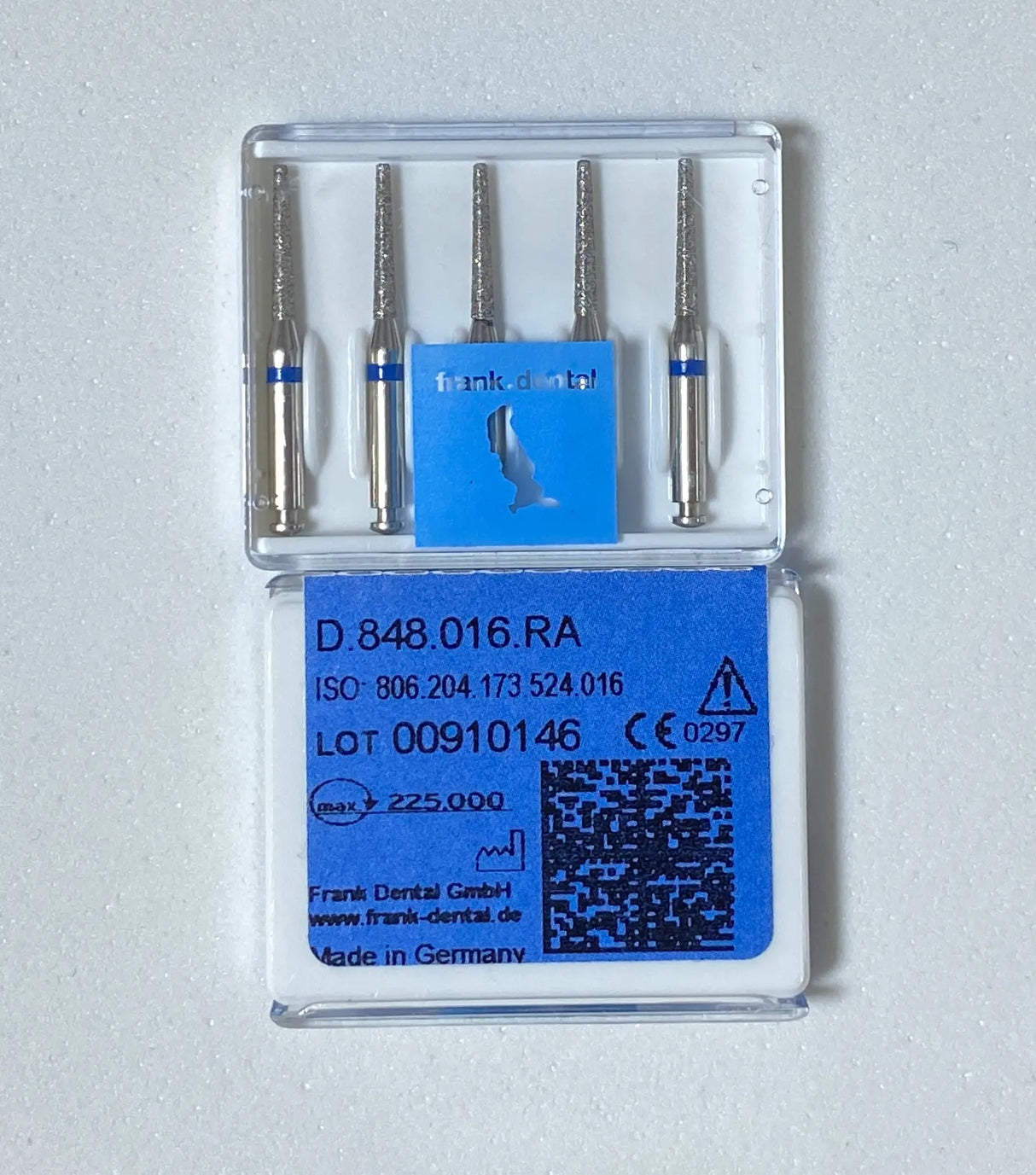 Franke Dental D.848.016.RA Low SPEED - Diamond  tapered flat end - Blue