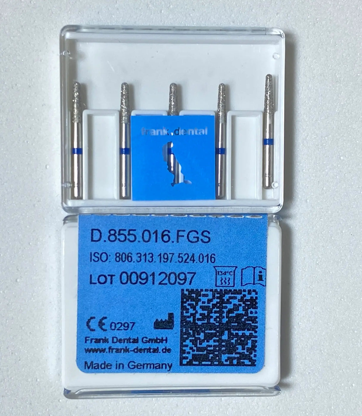 Franke Dental D.855.016.FGS HIGH SPEED Diamond tappered flat end - SHORT - Blue