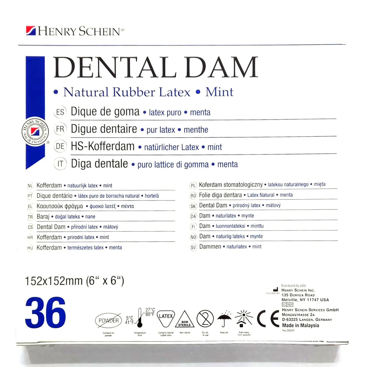 Henry Schein Rubber Dam Sheet 6*6