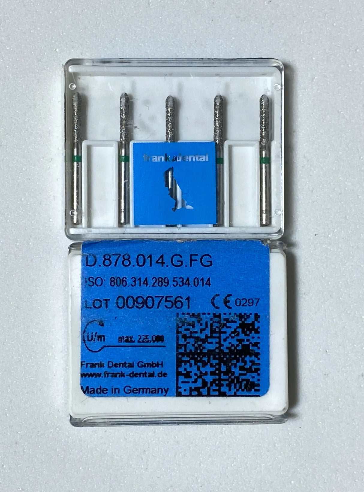 Frank HIGH SPEED Diamond burs cylinder torpedo - GREEN 1 pc