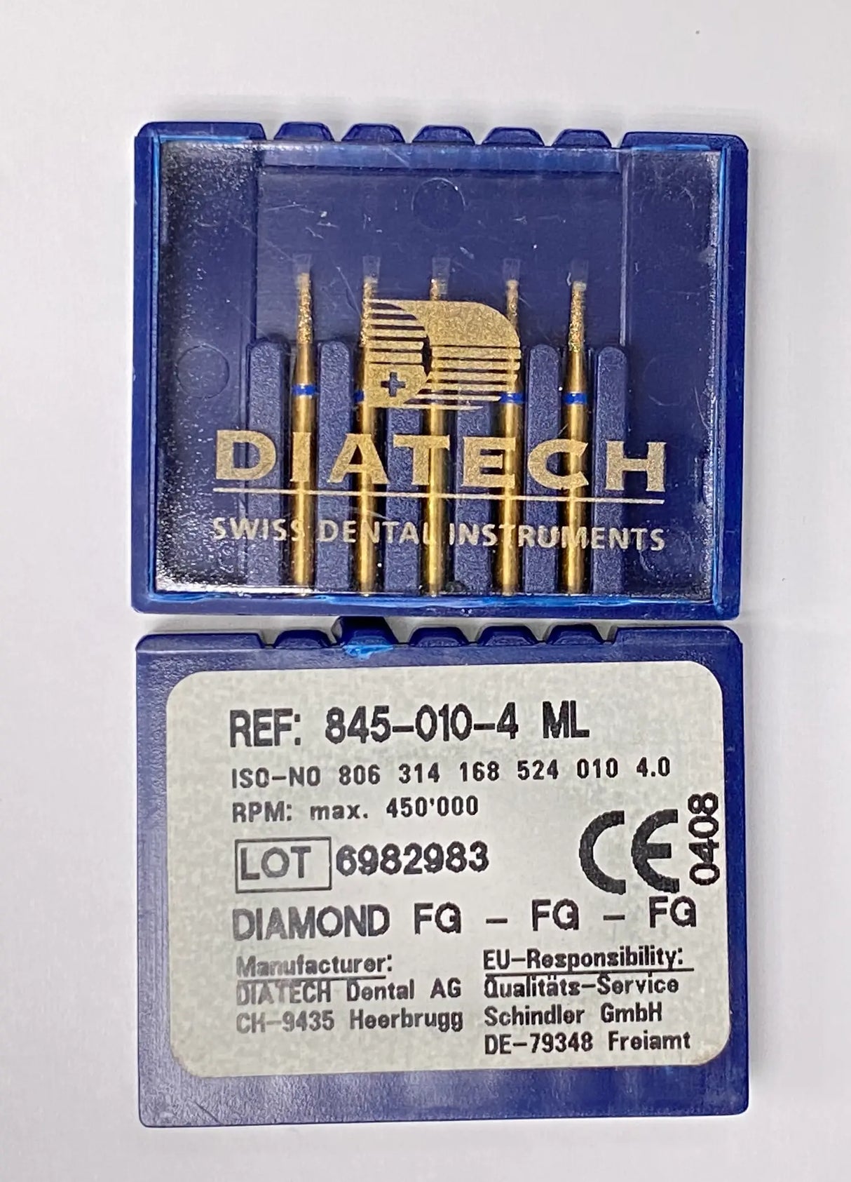 Diatech HIGH SPEED Diamond burs tapered flat end- ULTRA SHORT - GOLD 1 pc