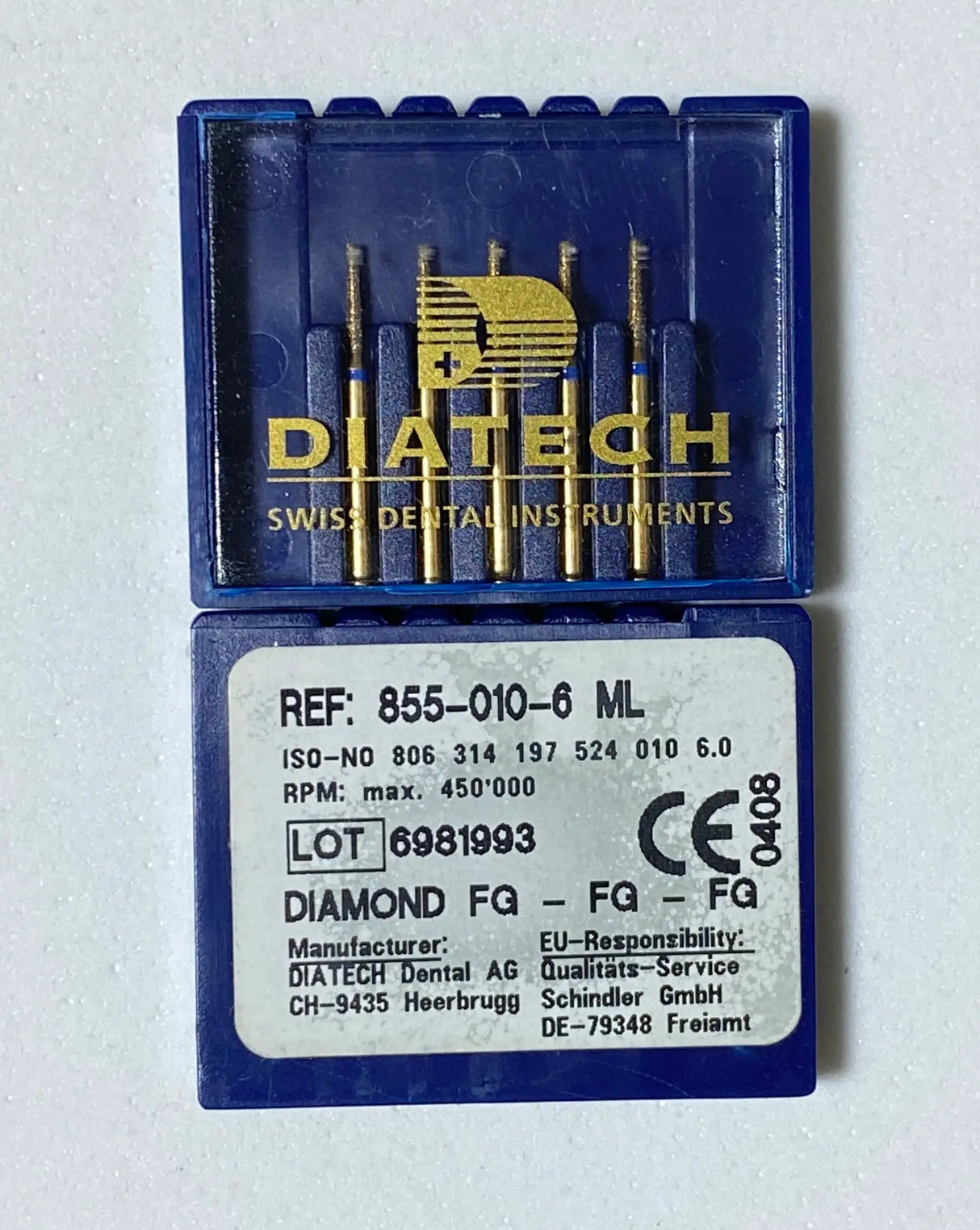 Diatech HIGH SPEED Diamond burs tapered round end- SHORT - GOLD 1 pc