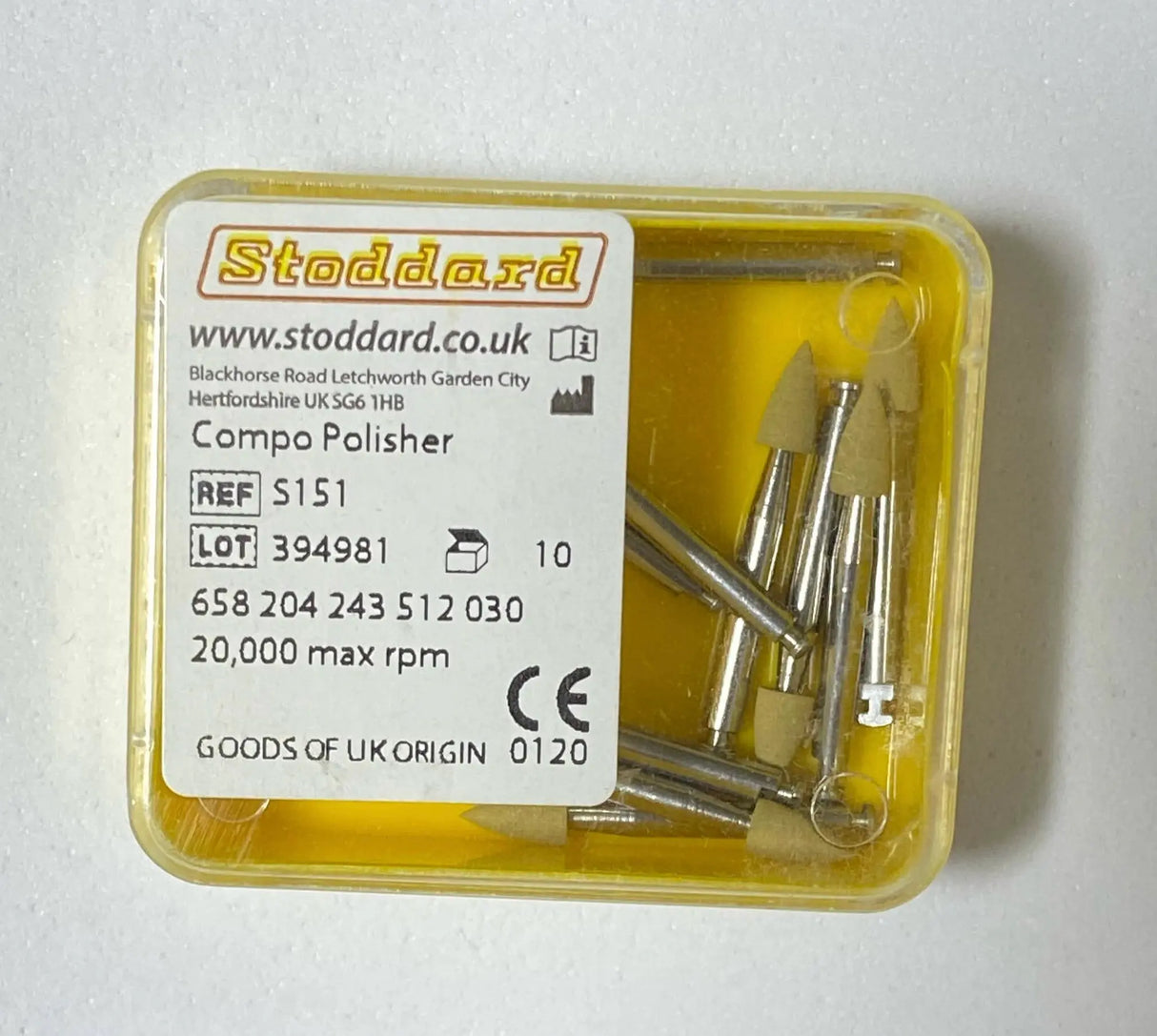 Stoddard Low Speed Polishing bur for Acrylic – Yellow Low Speed - 1 pc