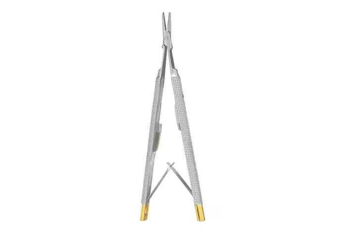Miltex Castroviejo Porta Aghi 14cm - Ganasce Lisce, Manico Piatto Dentellato (lotto Di 2)