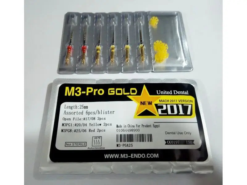 M3 PRO GOLD ROTARY FILES assorted 6 files