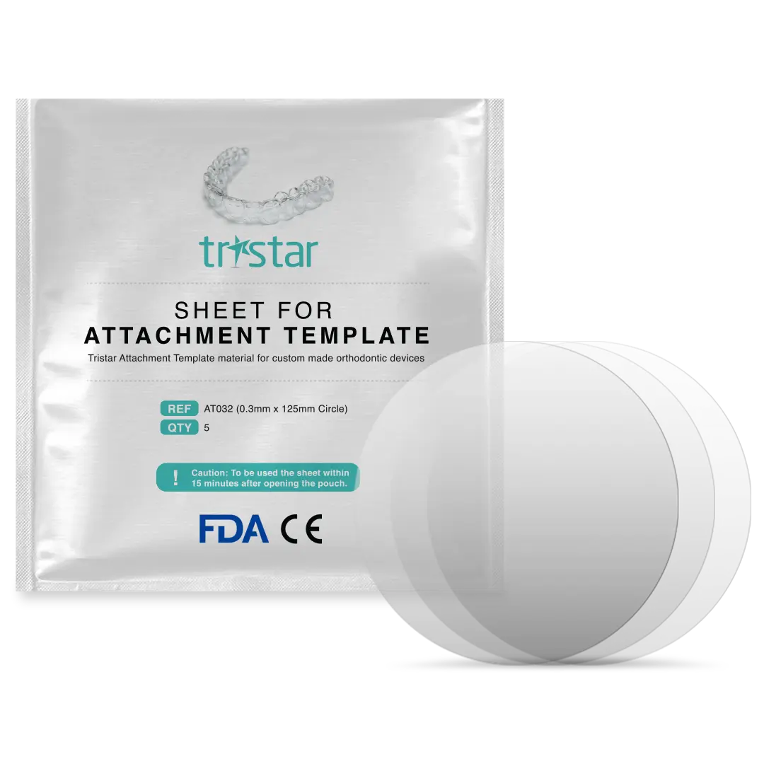 TRISTAR ATTACHMENT TEMPLATE multi layer thermoforming aligner Sheet 0.3mm*125mm - 5 sheets/pack