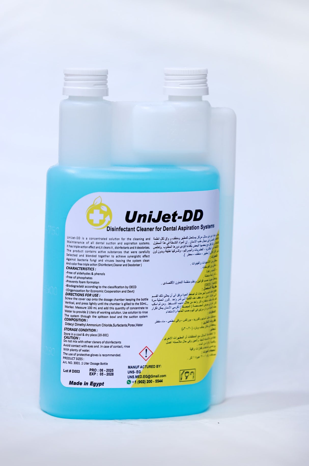 UniJet DD 1 L Disinfectant cleaner for dental Aspiration Systems Non-Foaming