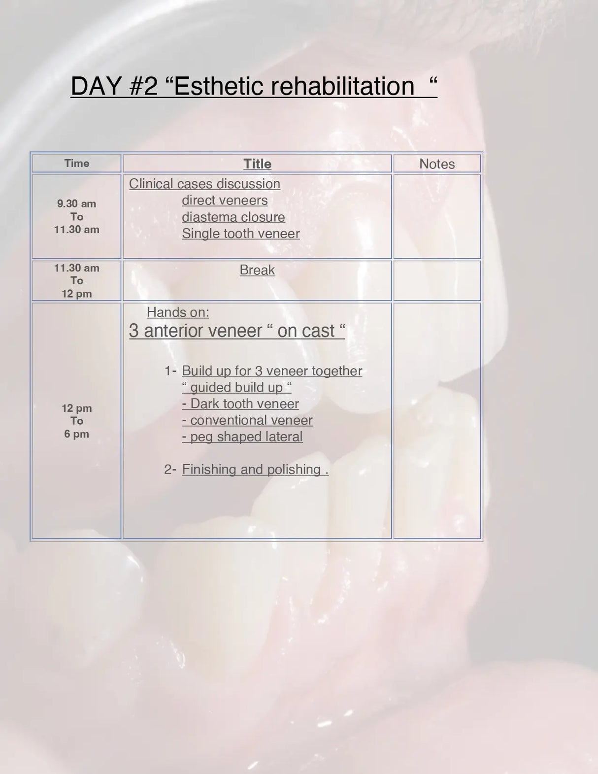 Bio-Aesthetic Restoration Course Composite Veneers & Diastema Closure By Dr. Ahmed Saad