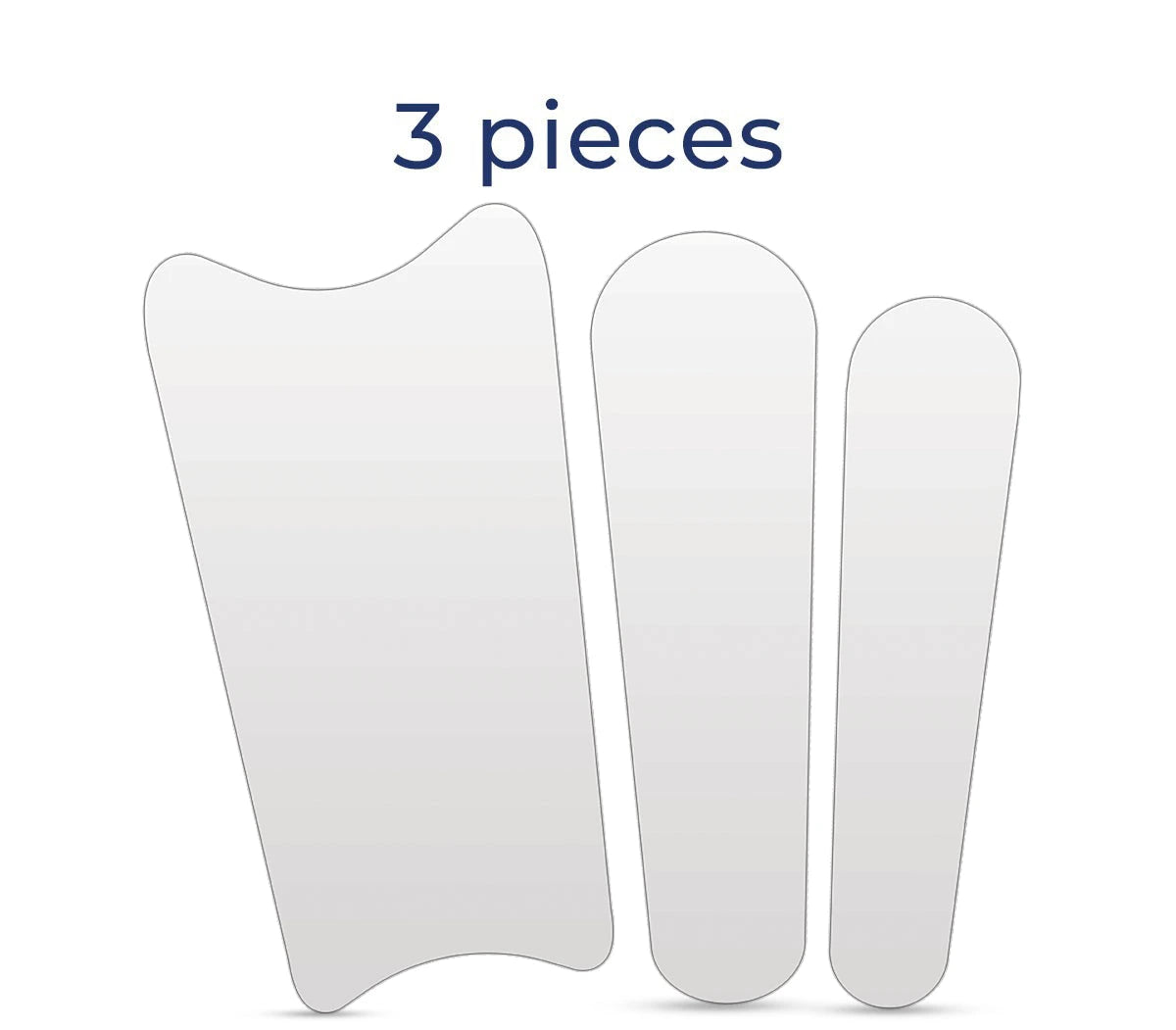 Three white protective pads with '3 pieces' 