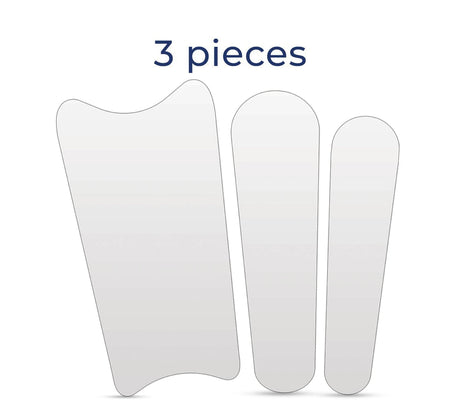 Three white protective pads with '3 pieces' 