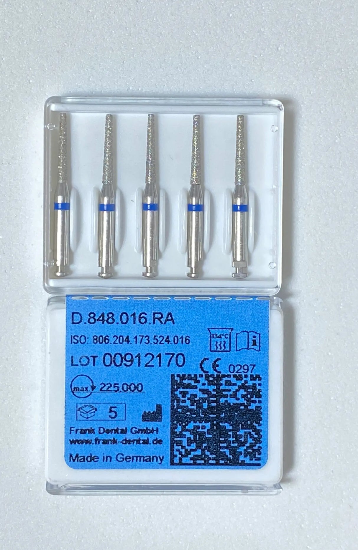 Franke Dental D.848.016.RA LOW SPEED - Diamond tapered flat end - BLUE