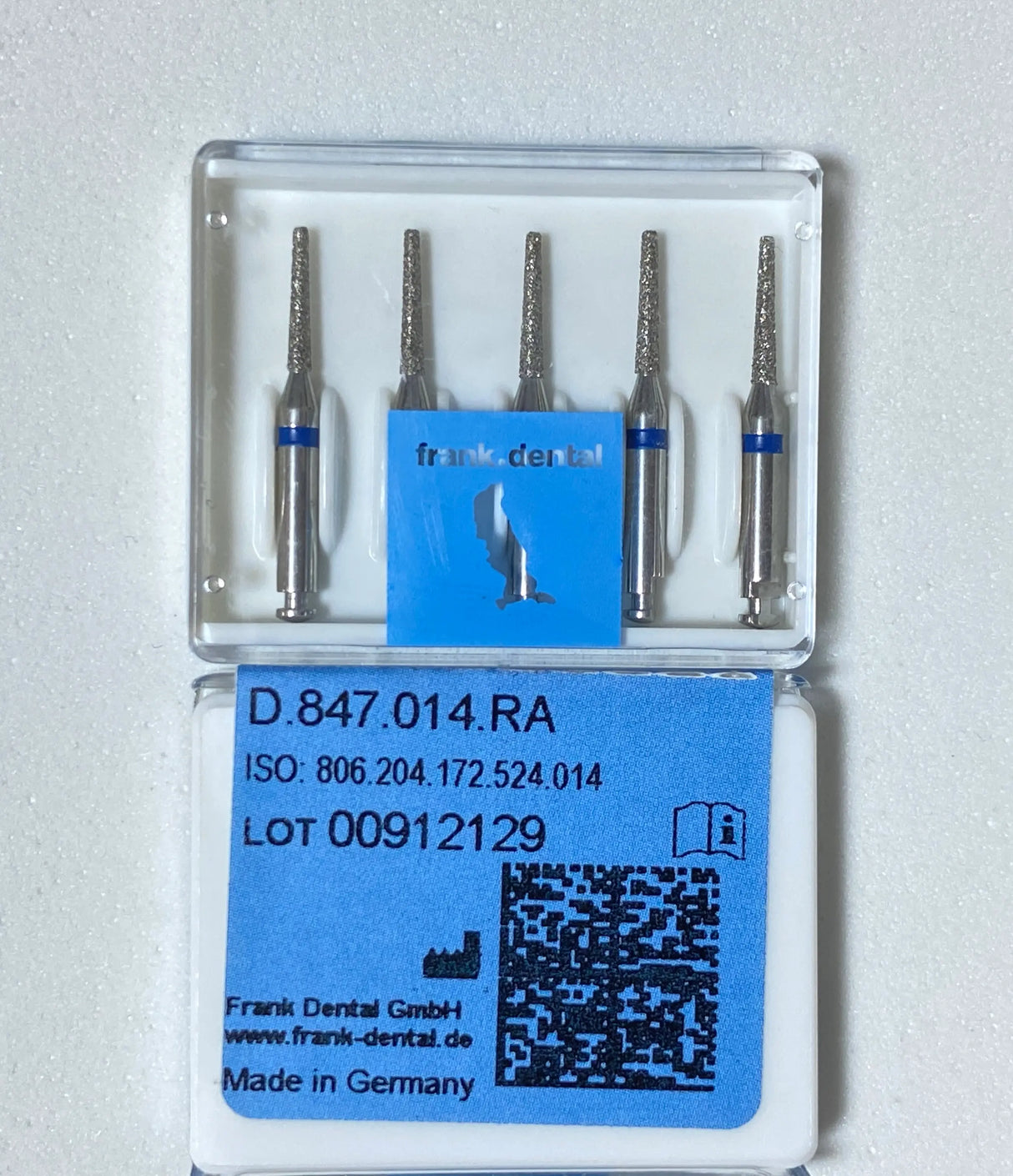 Frank Dental D.847.014.RA LOW SPEED - Diamond  tapered flat end -  BLUE