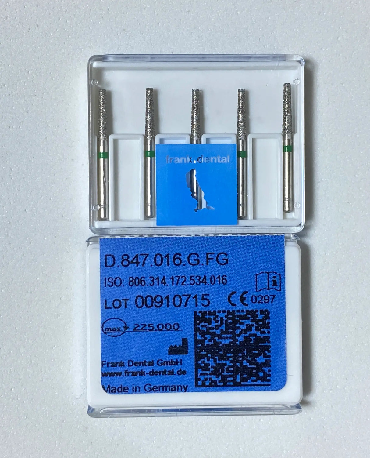 Franke Dental D.847.016.G.FG HIGH SPEED - Diamond  tapered flat end - SHORT - GREEN