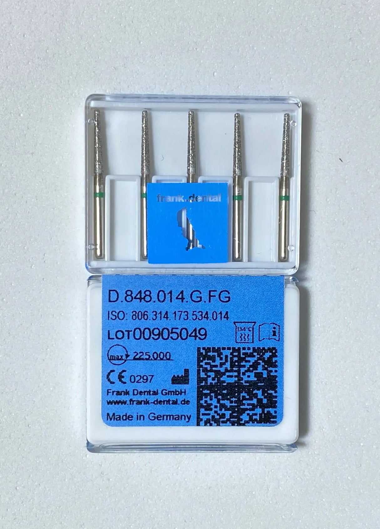 Franke Dental D.848.014.G.FG HIGH SPEED - Diamond  tapered flat end - SHORT - GREEN