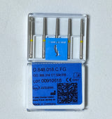 Frank Dental D.848.018.C.FG diamond tapered flat end bur, long, yellow extra fine grit, 5-piece pack