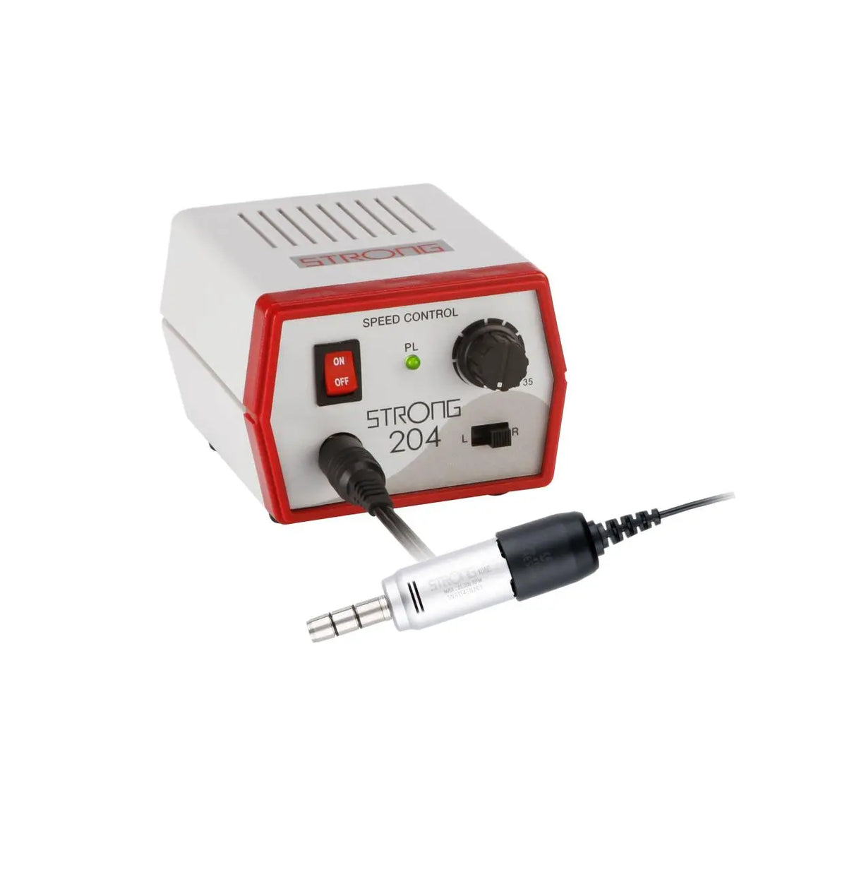 Saeshin Strong 204 dental micromotor with low-speed contra-angle handpiece and foot control