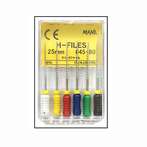 Mani H File 25mm assorted sizes H45-80 endodontic hand file