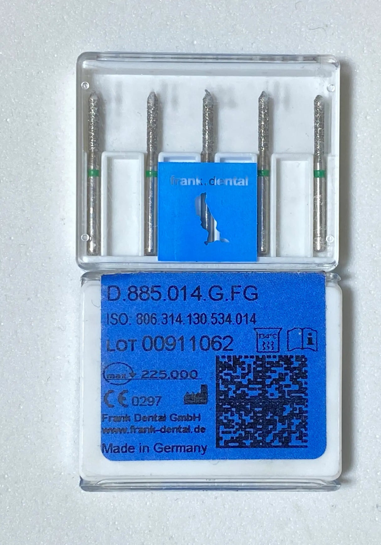 Frank  High Speed Diamond burs cylinder torpedo POINTED - GREEN - 1 Pc