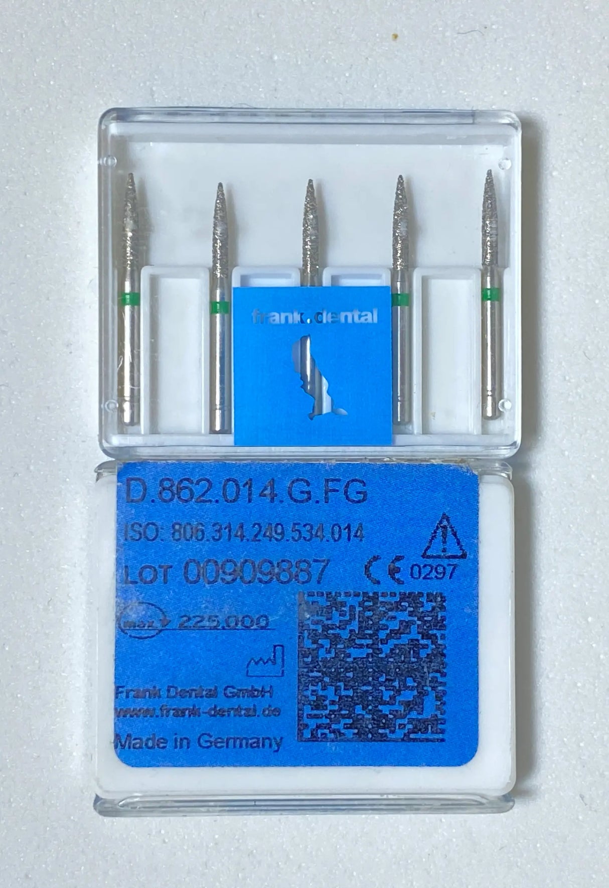 Frank High Speed Diamond Burs – Flame Long -  Green 1 pc