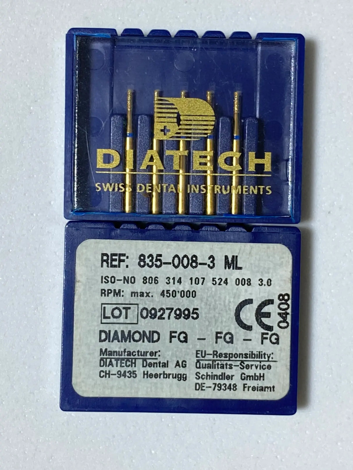 Diatech High Speed Diamond Burs – Tapered Flat End - Ultra Short - Gold 1 pc