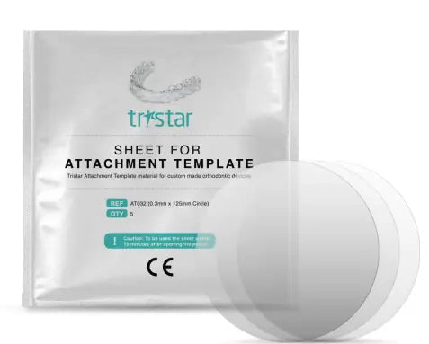 TRISTAR ATTACHMENT TEMPLATE multi layer thermoforming aligner Sheet 0.3mm*125mm - 5 sheets/pack