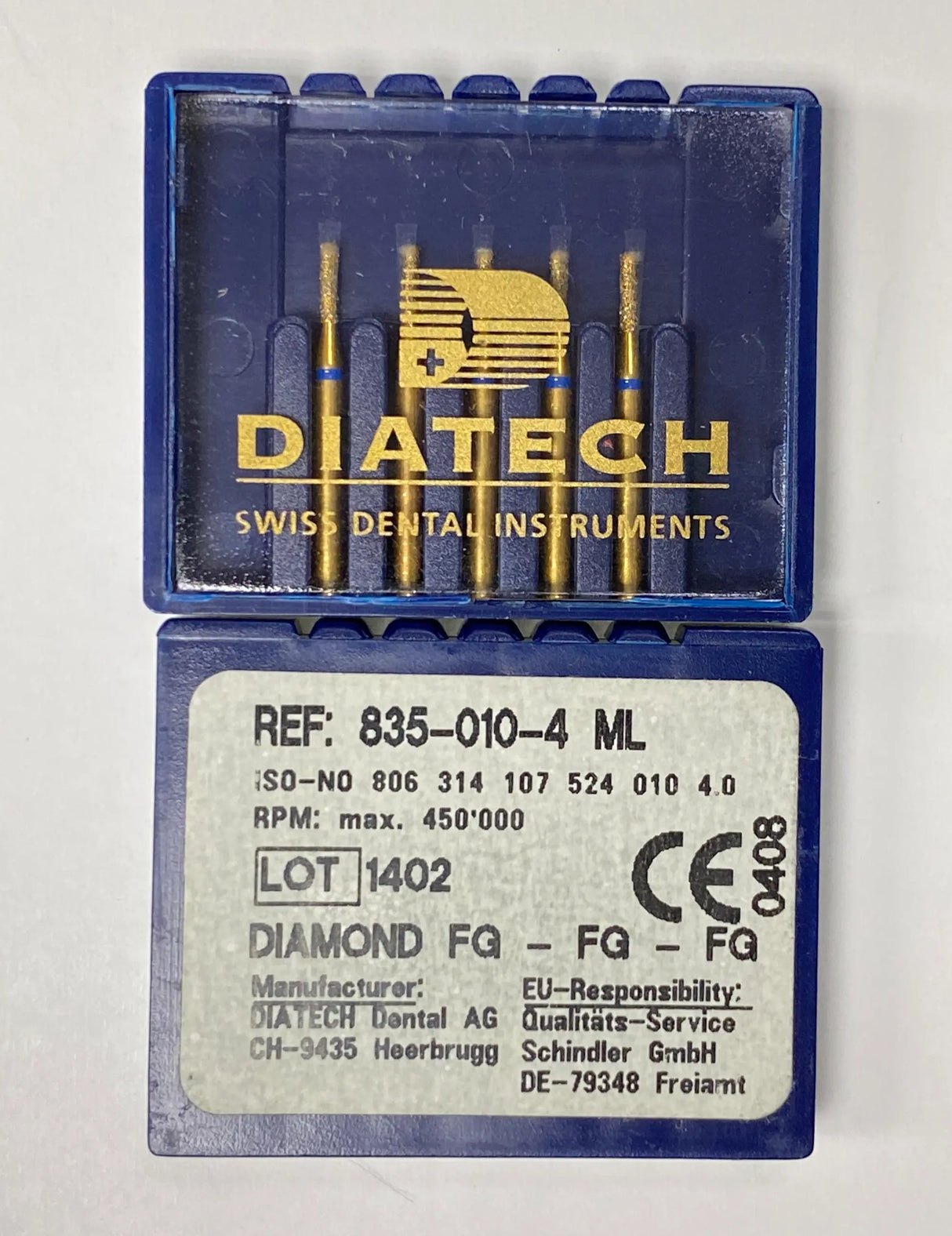 Diatech High Speed Diamond Burs– Tapered Flat End Ultra Short - Gold 1 pc